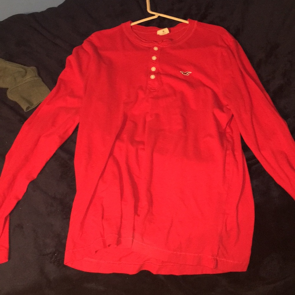Hollister long sleeve Henley shirt mens